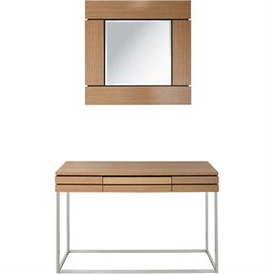 Camden Isle Barnes Wall Mirror and Console Table with Wood in Brown Finish