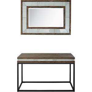 Camden Isle Bailey Wall Mirror and Console Table with Wood in Brown Finish