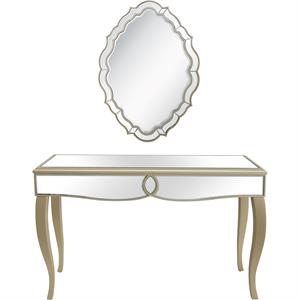 Camden Isle Eleanor Wall Mirror and Console Table with Wood in Gold Finish