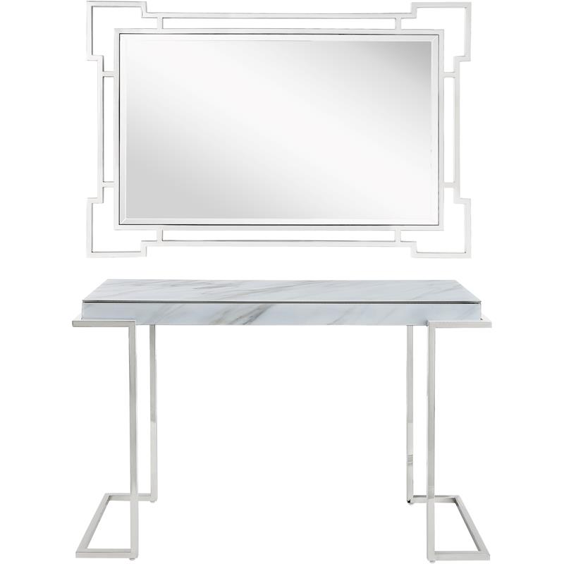 Camden Isle Aldon Mirror and Console Table with Stainless Steel in Silver Finish