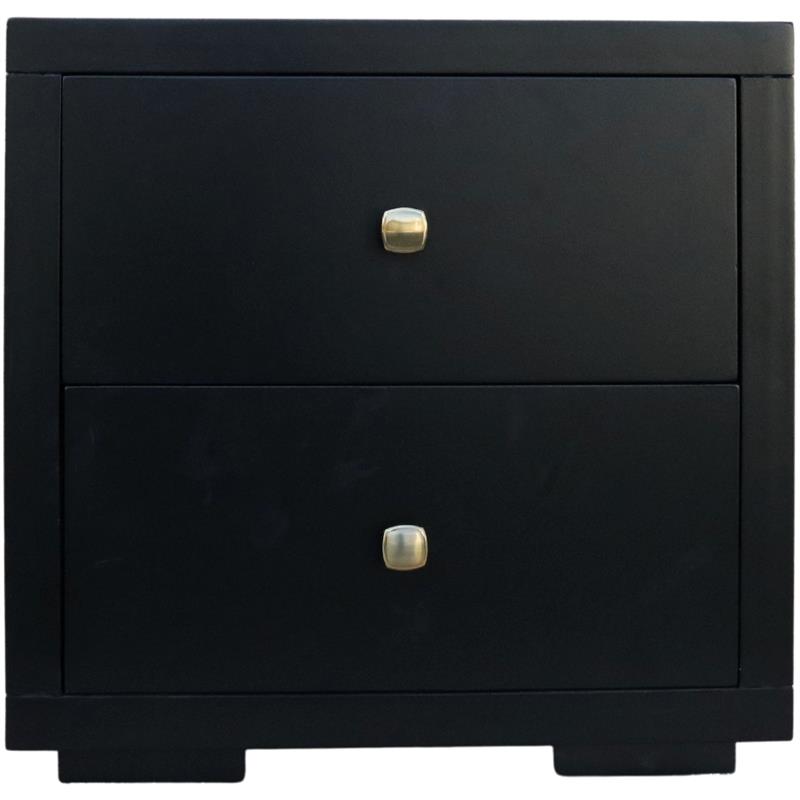 Camden Isle King Size Trent Wood Platform Bed in Black with 2 Nightstands