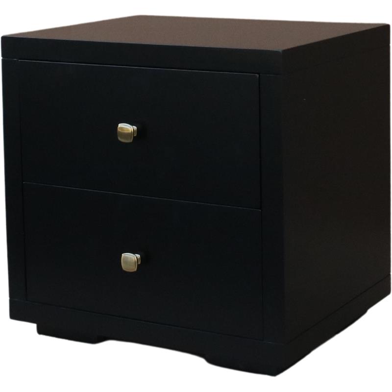 Camden Isle King Size Trent Wood Platform Bed in Black with 2 Nightstands