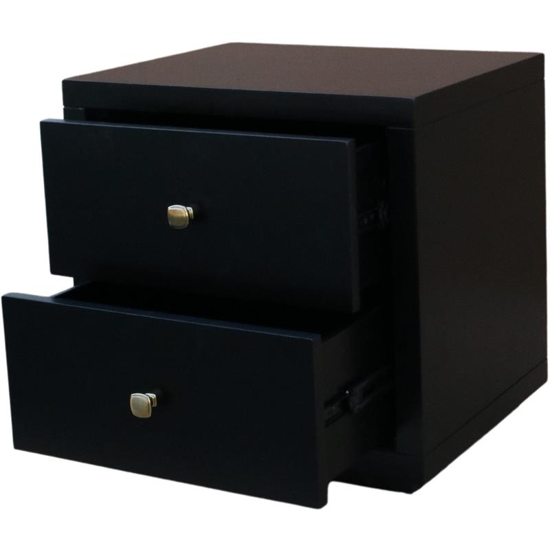 Camden Isle King Size Trent Wood Platform Bed in Black with 2 Nightstands
