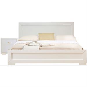 Camden Isle Twin Size Trent Wood Platform Bed in White with 1 Nightstand