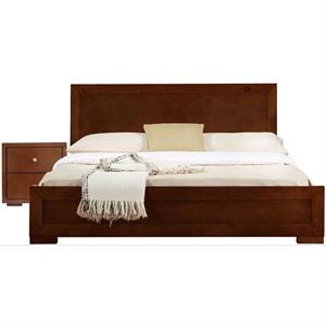 Camden Isle Twin Size Trent Wood Platform Bed in Walnut with 1 Nightstand