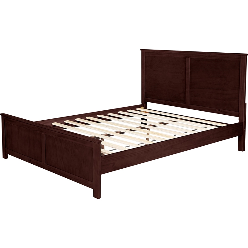 Winston Wooden Platform Bed in Espresso King with 2 Nightstands