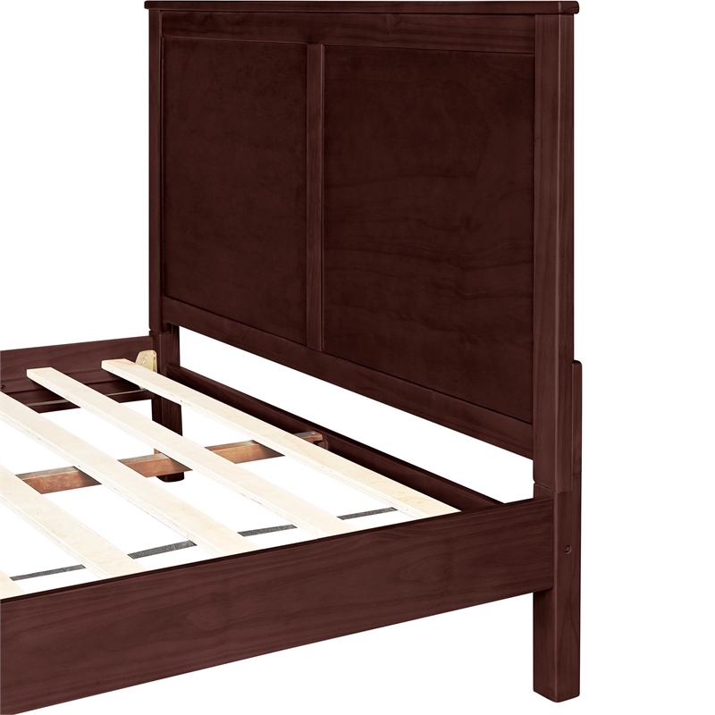 Winston Wooden Platform Bed in Espresso King with 2 Nightstands