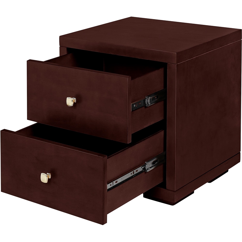 Winston Wooden Platform Bed in Espresso King with 2 Nightstands