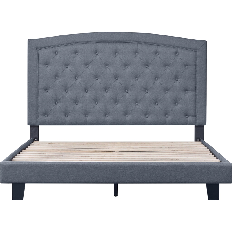 Carlisle Upholstered Platform Bed Gray Fabric Queen
