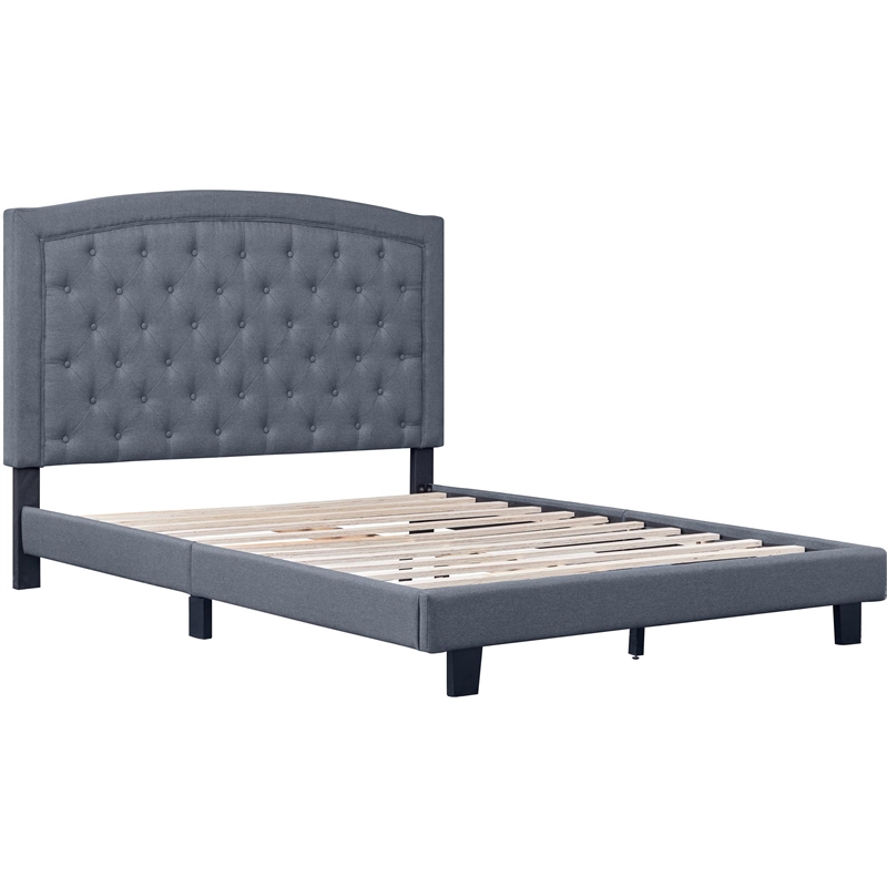 Carlisle Upholstered Platform Bed Gray Fabric Queen
