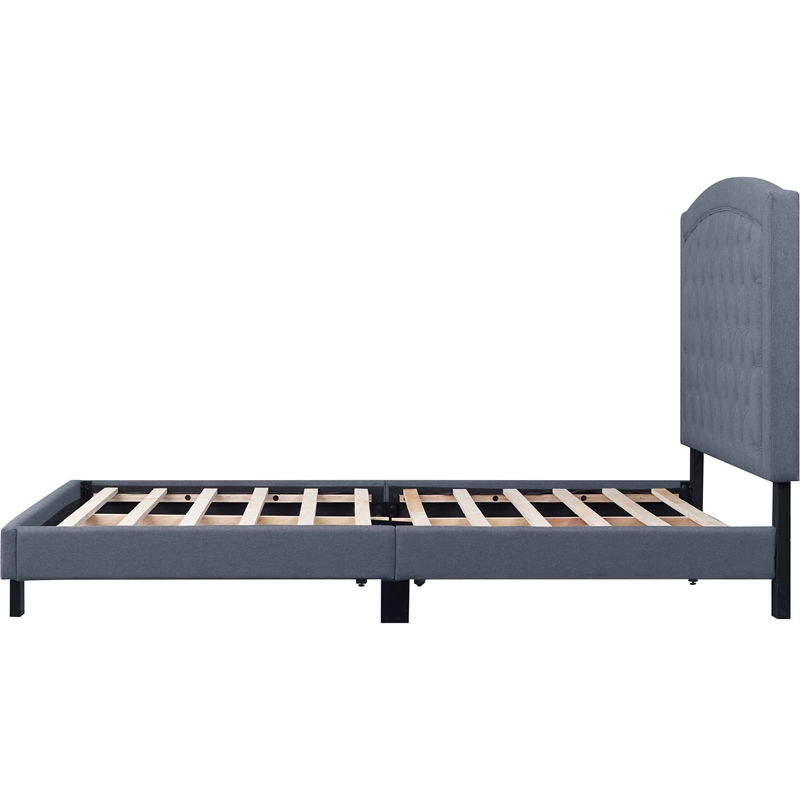 Carlisle Upholstered Platform Bed Gray Fabric Queen