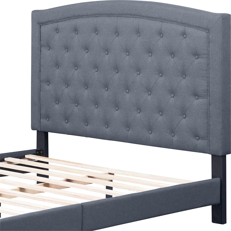 Carlisle Upholstered Platform Bed Gray Fabric Queen