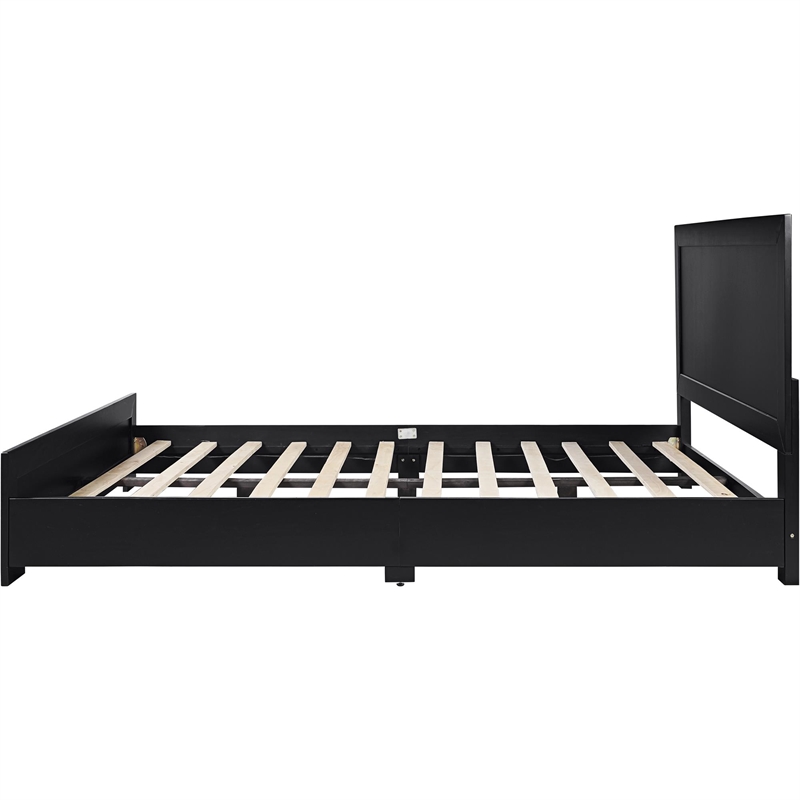 Camden Isle Oxford Wooden Black King Bed with Complete Slat System