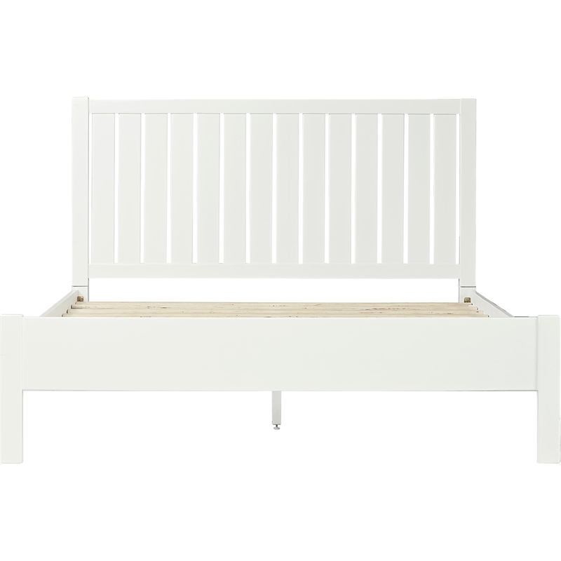 Graham Wooden Platform Bed in White Queen