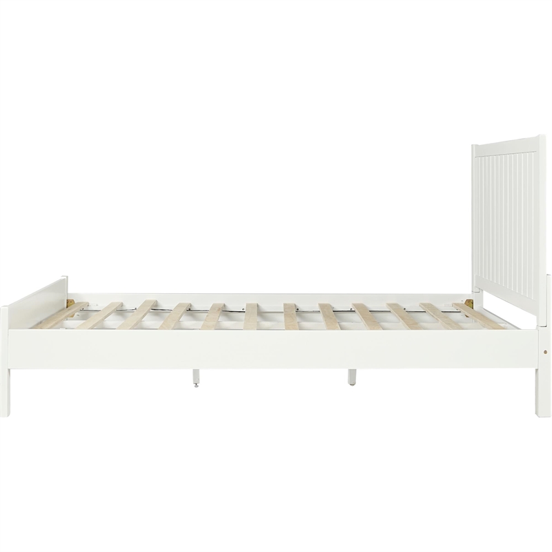 Graham Wooden Platform Bed in White Queen