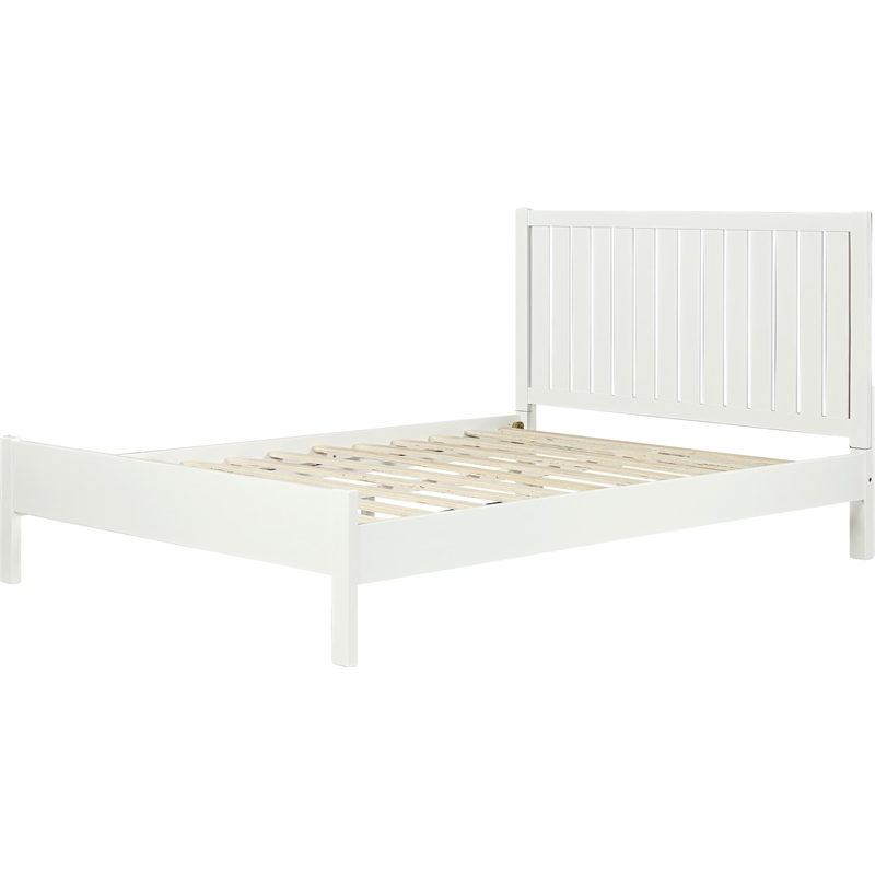 Graham Wooden Platform Bed in White Queen
