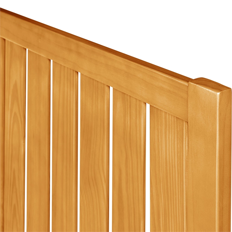 Graham Wooden Platform Pine Bed in Oak Queen with Slatted Headboard