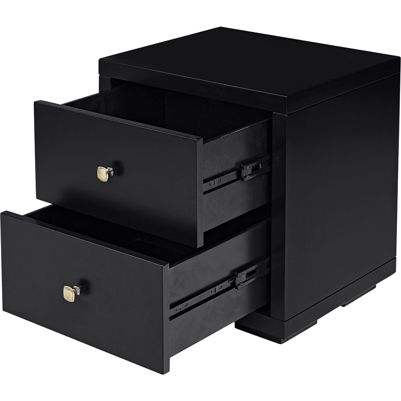 Winston Wooden Platform Bed in Black King with 2 Nightstands