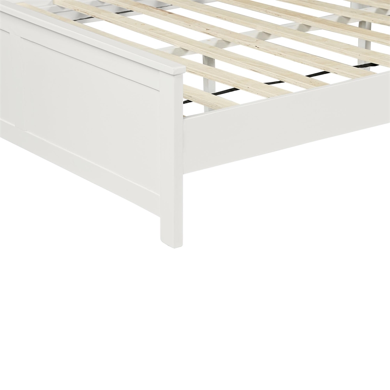 Winston Wooden Platform Bed in White Queen with 2 Nightstands