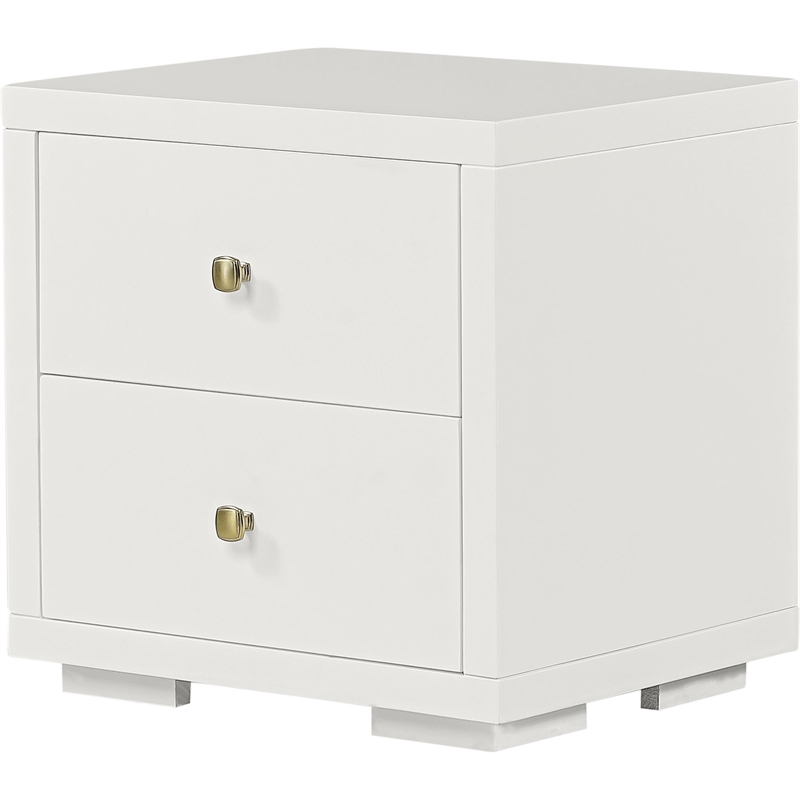 Winston Wooden Platform Bed in White King with 2 Nightstands