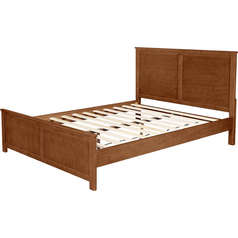 Winston Wooden Platform Bed in Walnut Queen with 2 Nightstands