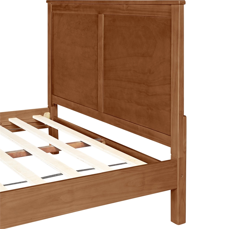 Winston Wooden Platform Bed in Walnut Queen with 2 Nightstands