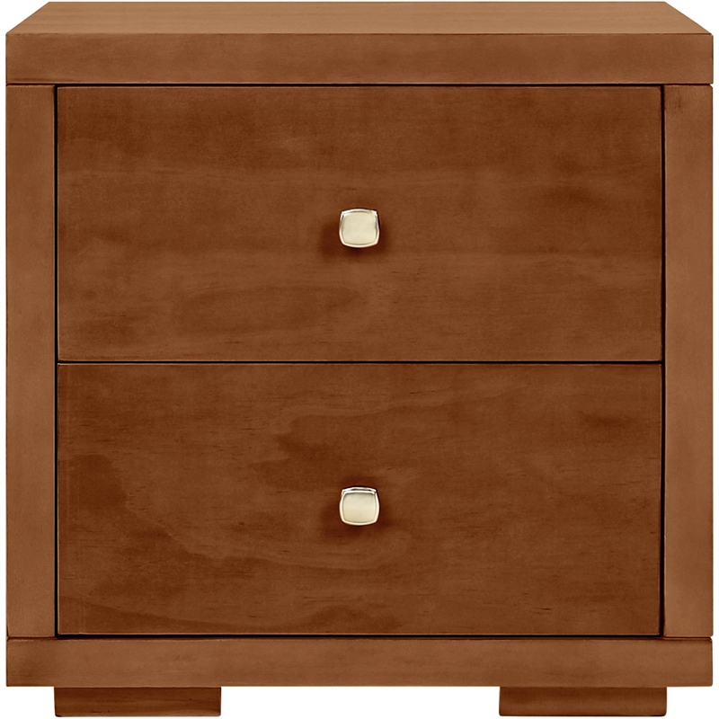 Winston Wooden Platform Bed in Walnut Queen with 2 Nightstands
