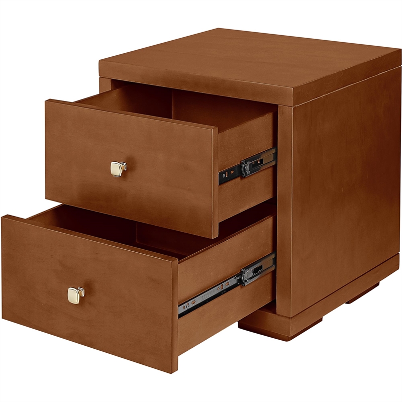 Winston Wooden Platform Bed in Walnut Queen with 2 Nightstands