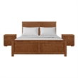 Winston Wooden Platform Bed in Walnut Queen with 2 Nightstands