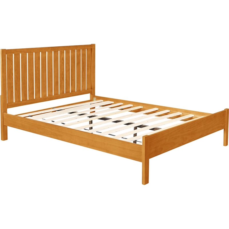 Graham Wooden Platform Pine Bed in Oak King with Slatted Headboard