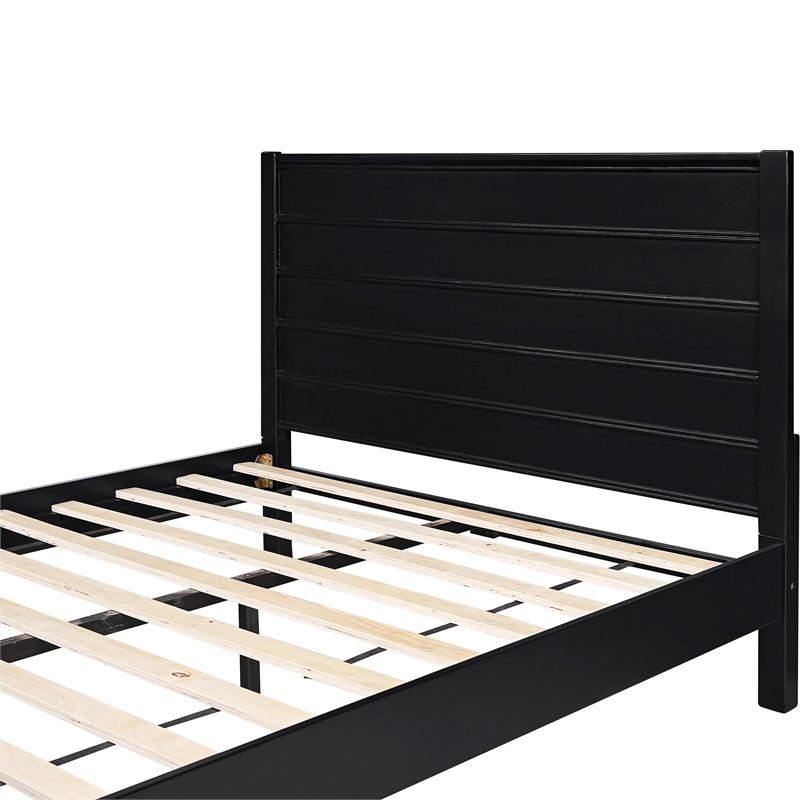 Caroline Wooden Platform Bed in Black Queen