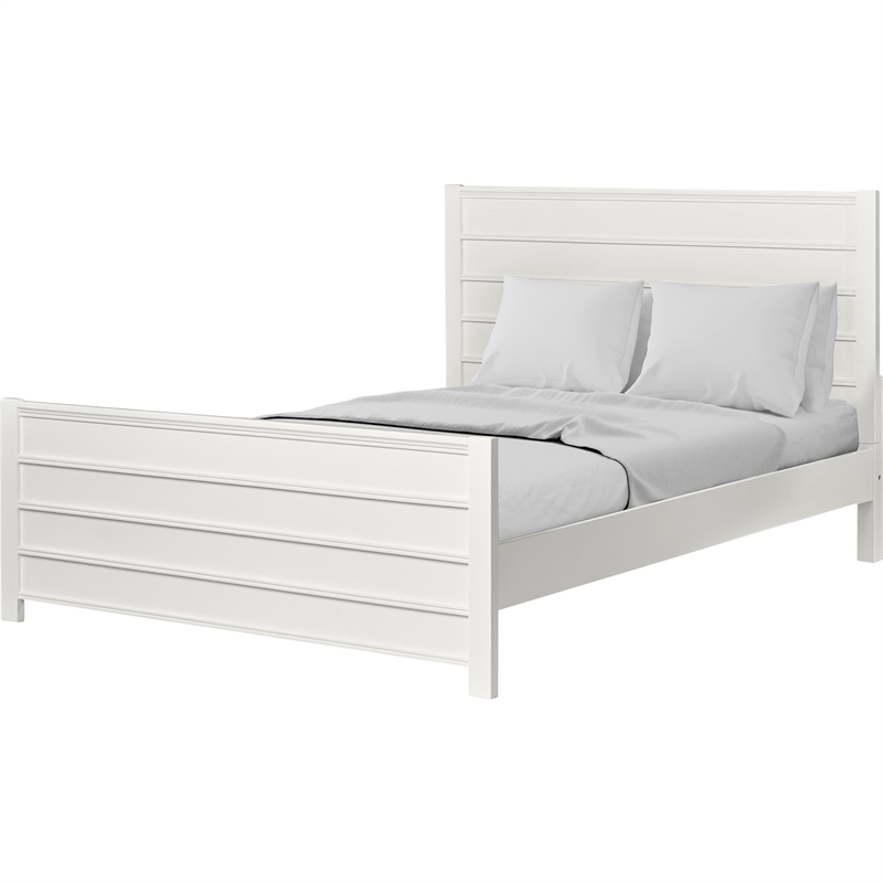 Caroline Wooden Platform Bed in White Queen