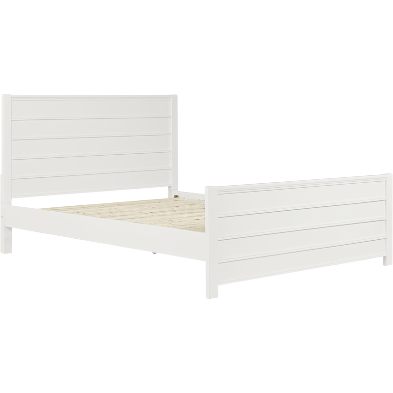 Caroline Wooden Platform Bed in White Queen