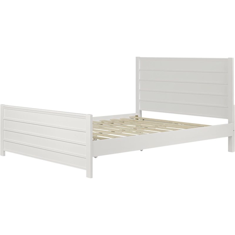 Caroline Wooden Platform Bed in White Queen