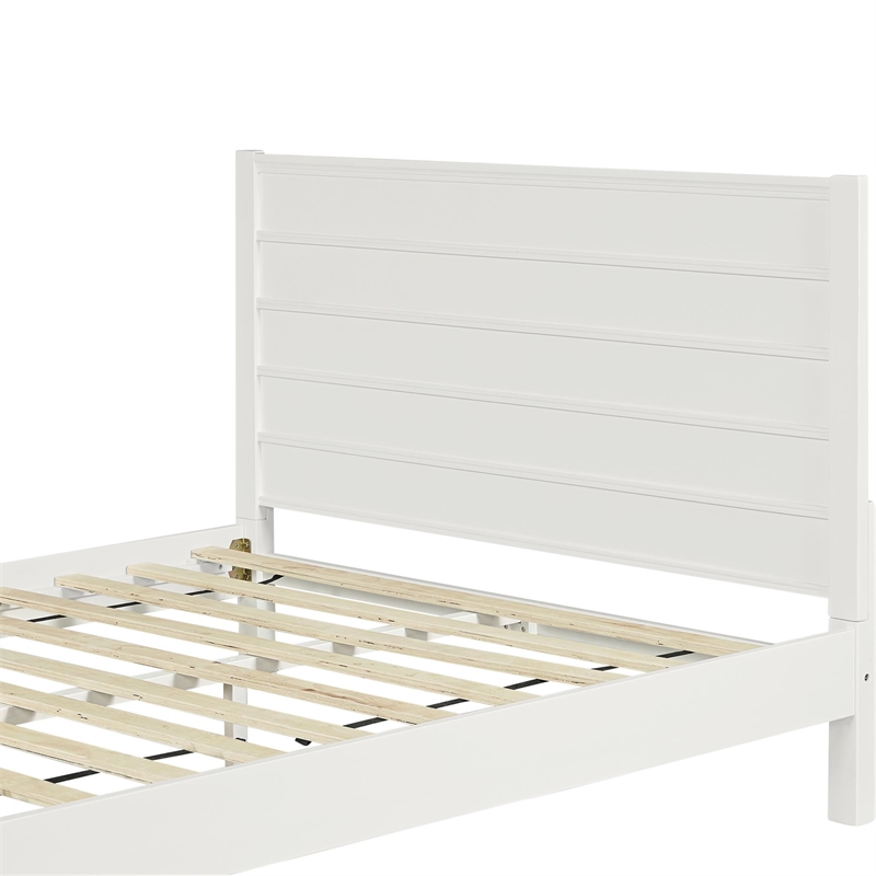 Caroline Wooden Platform Bed in White Queen