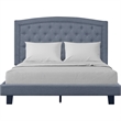 Carlisle King Platform Bed in Gray Fabric with 2 Nightstands
