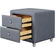 Carlisle King Platform Bed in Gray Fabric with 2 Nightstands