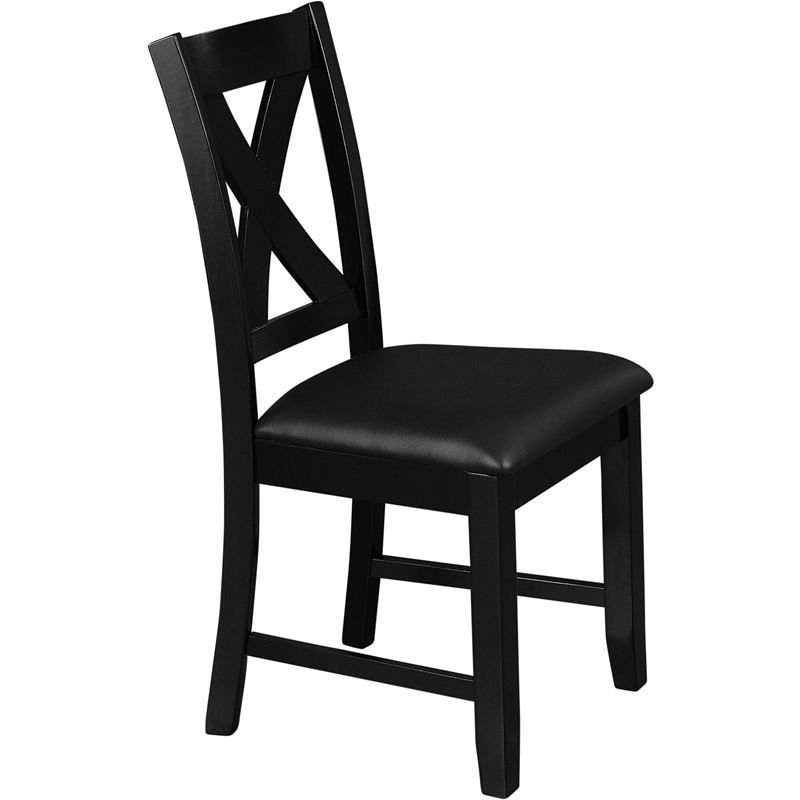 Kendal Upholstered Faux Leather Dining Chair (Set of 2) Black with Cross Back
