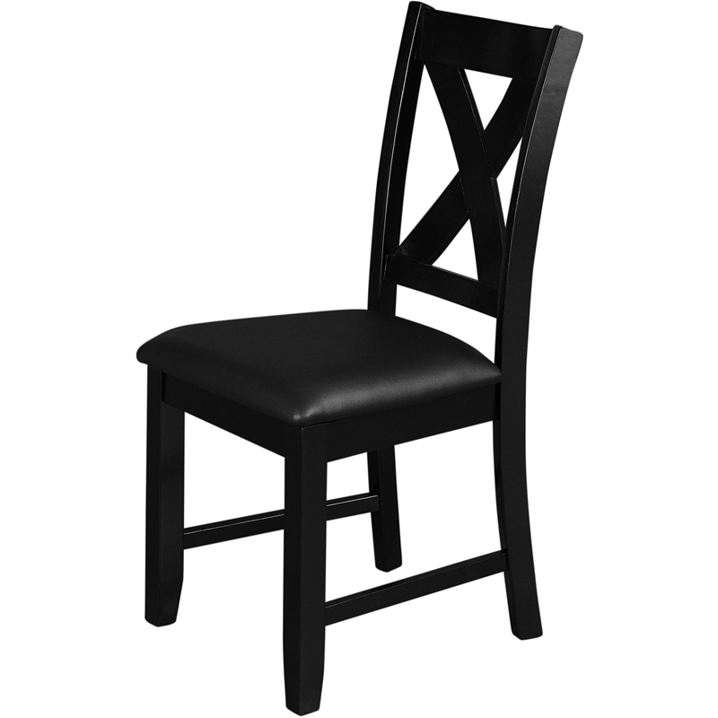 Kendal Upholstered Faux Leather Dining Chair (Set of 2) Black with Cross Back