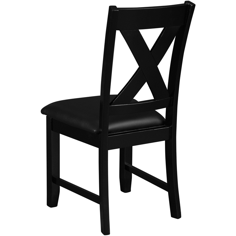 Kendal Upholstered Faux Leather Dining Chair (Set of 2) Black with Cross Back