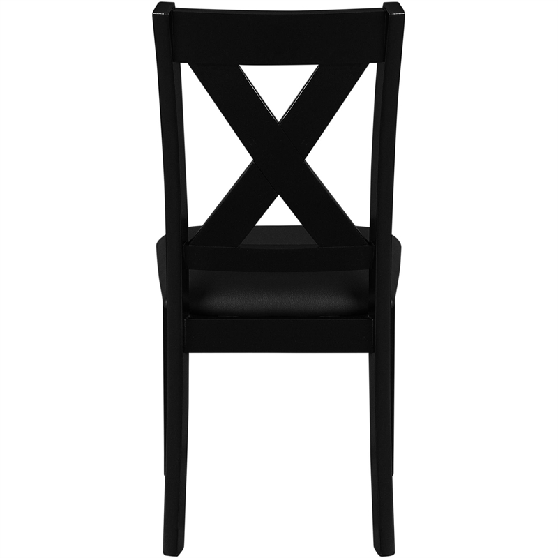 Kendal Upholstered Faux Leather Dining Chair (Set of 2) Black with Cross Back