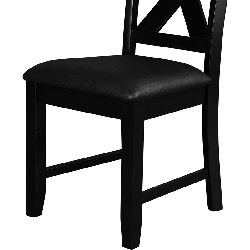 Kendal Upholstered Faux Leather Dining Chair (Set of 2) Black with Cross Back