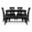 Kendal 6 Piece Wood Dining Set Black with Upholstered Seating