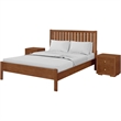Graham Wooden Platform Bed in Walnut Queen with 2 Nightstands