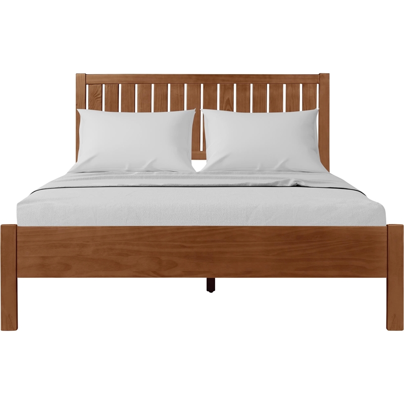 Graham Wooden Platform Bed in Walnut Queen with 2 Nightstands
