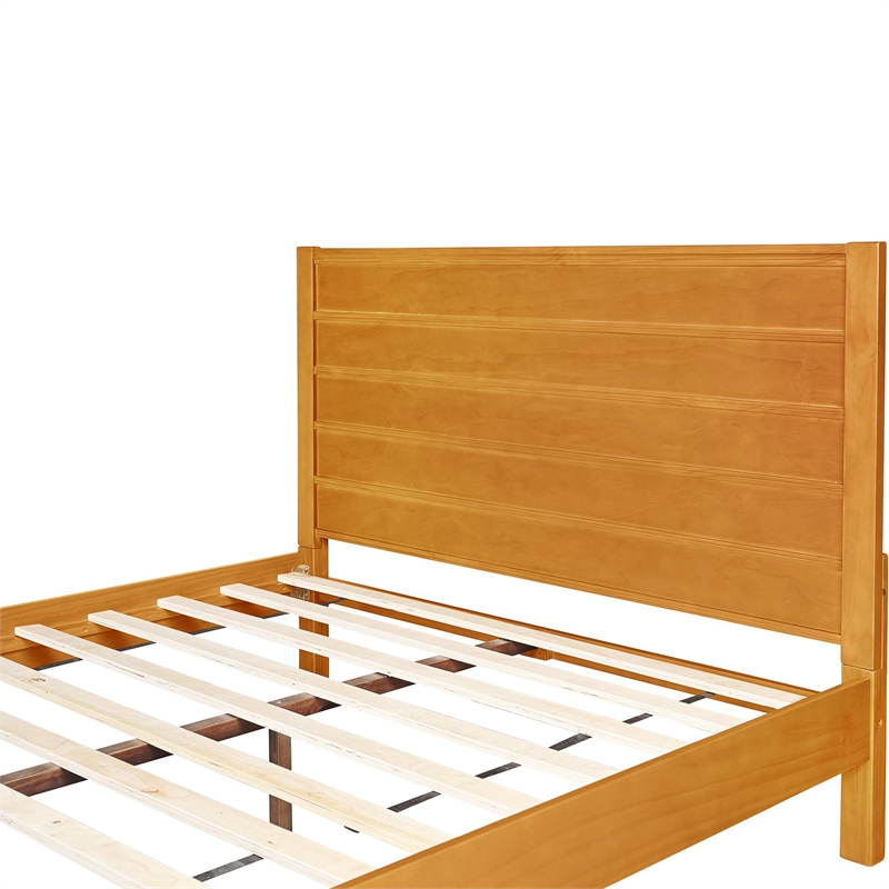 Caroline Wooden Platform Bed in Oak Queen