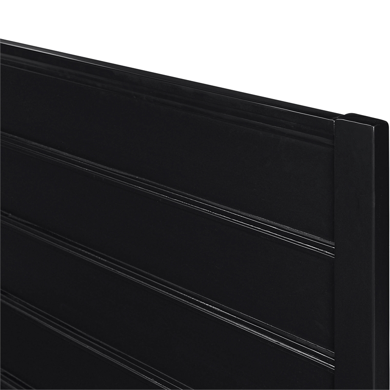 Caroline Wooden Platform Bed in Black Queen with 2 Nightstands