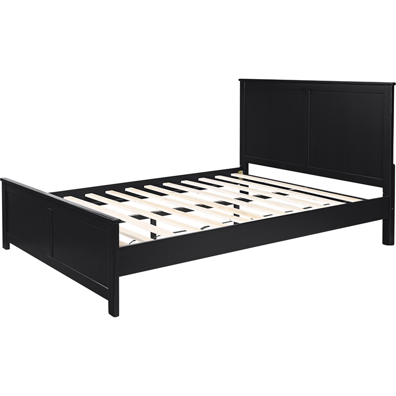 Winston Wooden Platform Bed in Black Queen