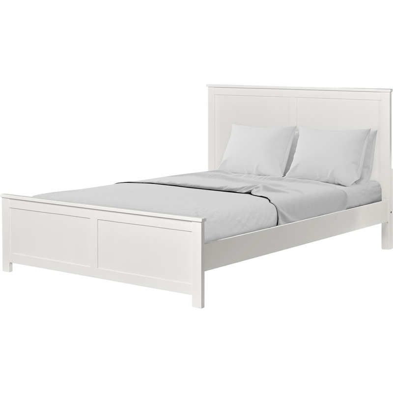 Winston Wooden Platform Bed in White Queen