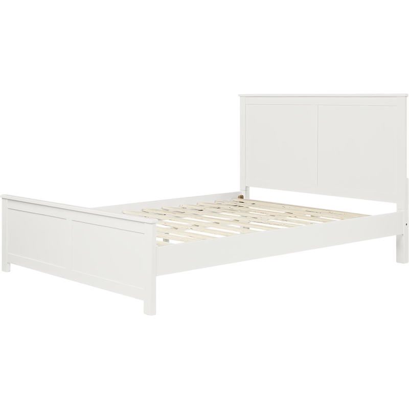 Winston Wooden Platform Bed in White Queen